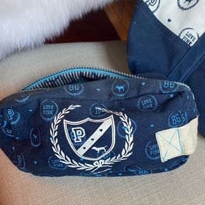 Vintage VS PINK Navy Cosmetic Bag with Collegiate Logos